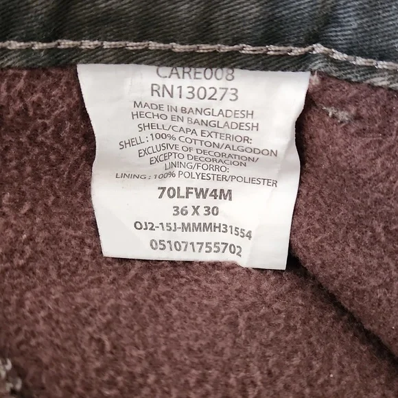 Wrangler Camo fleece lined cargo pants Mens 36 x 30 - Picture 8 of 10